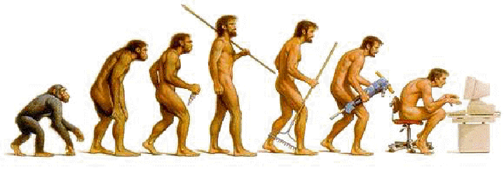 Evolution des Menschen zum Bürositzer